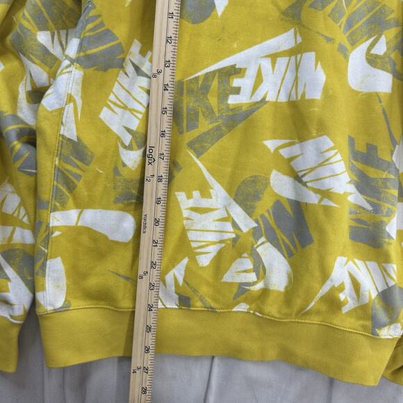 Nike Sportswear All Over Print Pullover Hoodie Sweatshirt Yellow Mens Medium - Picture 7 of 8